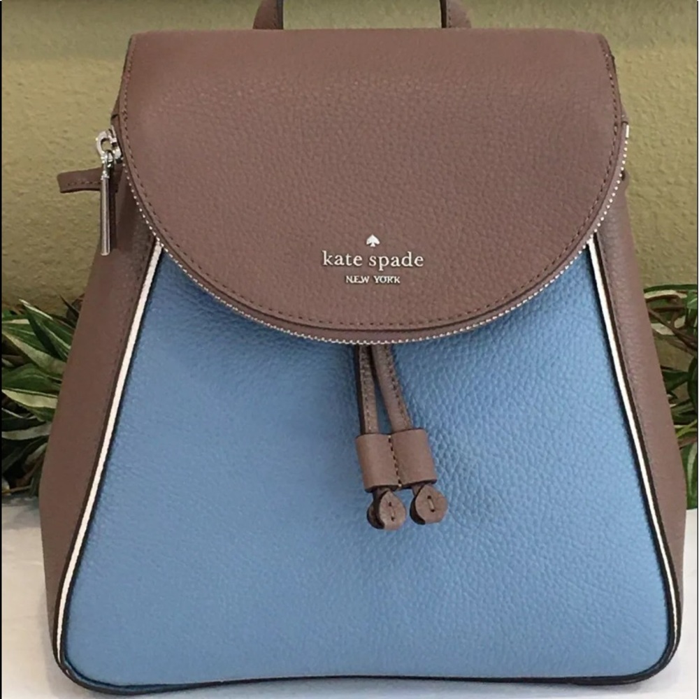KATE SPADE LEILA MEDIUM FLAP BACKPACK BLUE TAN